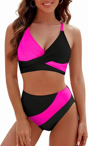 Blooming Jelly Womens High Wasited Bikini Sets Tummy Control Swimsuits Curvy Mesh Swim Skirt