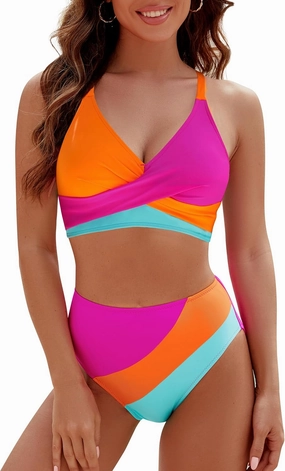 Blooming Jelly Womens High Wasited Bikini Sets Tummy Control Swimsuits Curvy Mesh Swim Skirt