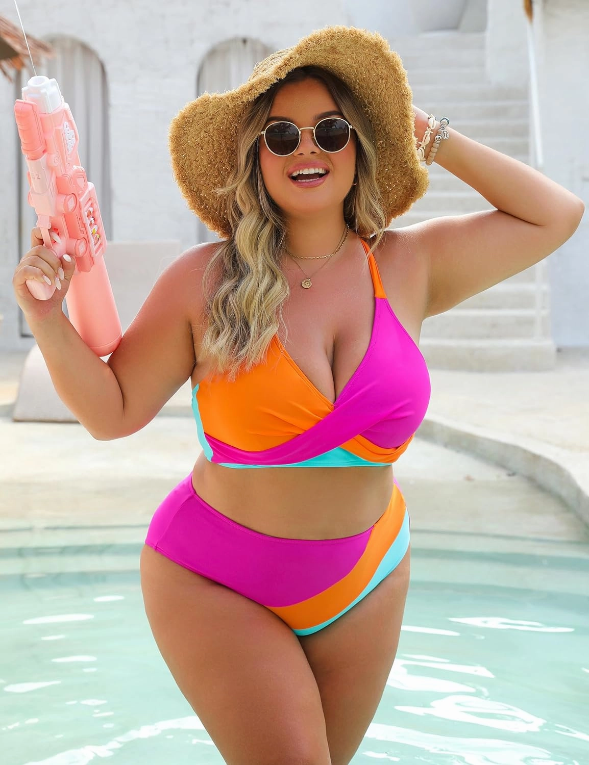 Blooming Jelly Womens High Wasited Bikini Sets Tummy Control Swimsuits Curvy Mesh Swim Skirt
