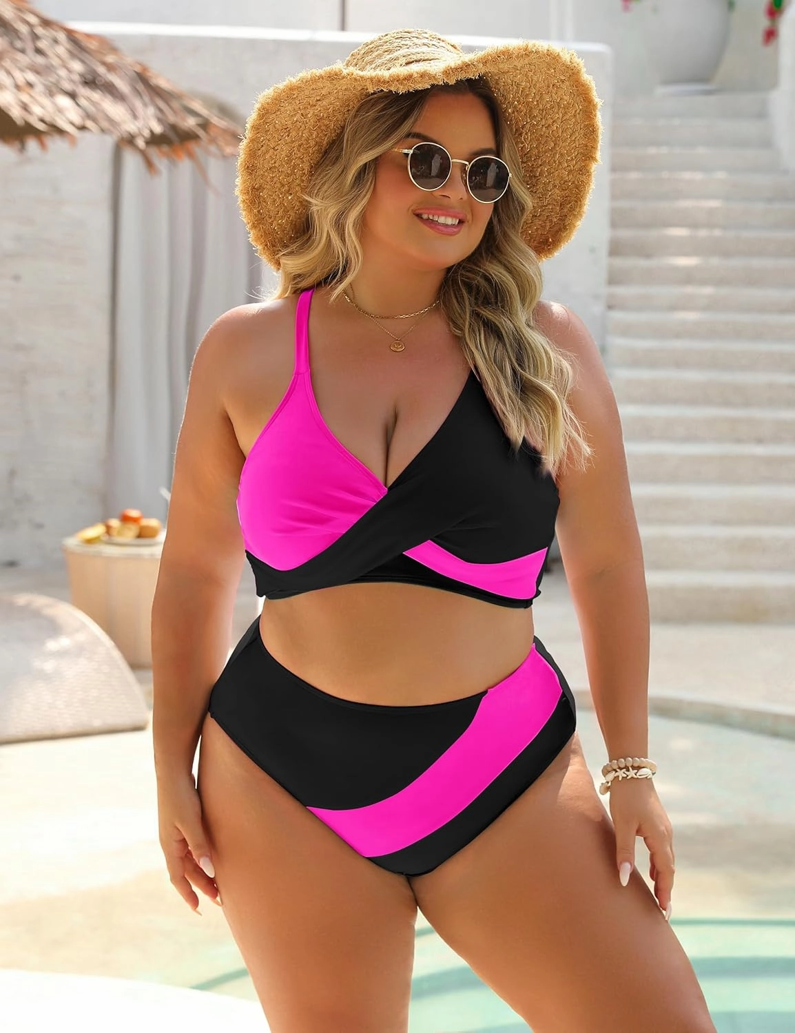 Blooming Jelly Womens High Wasited Bikini Sets Tummy Control Swimsuits Curvy Mesh Swim Skirt