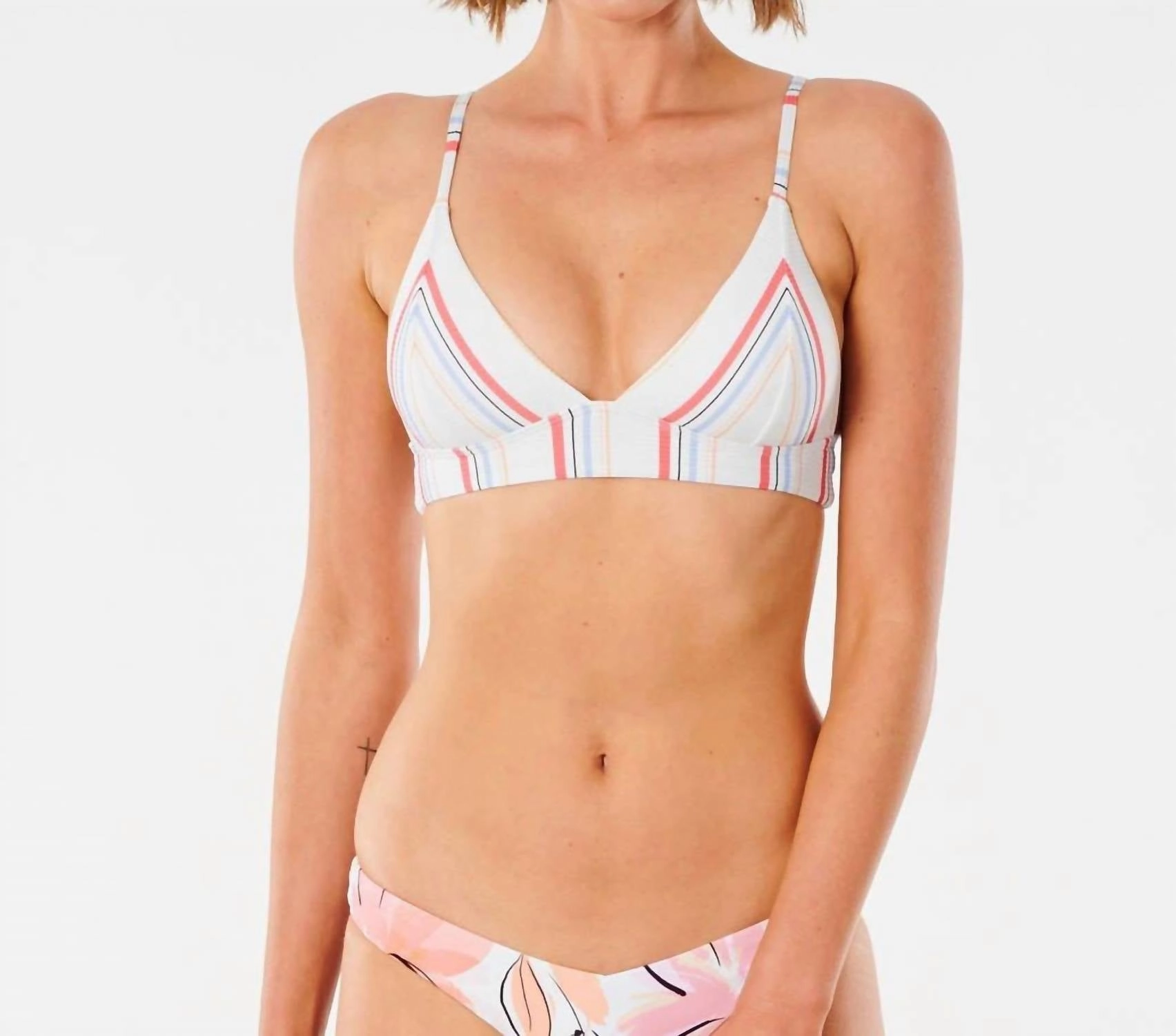 Blossom Stripe Triangle Top In Cream
