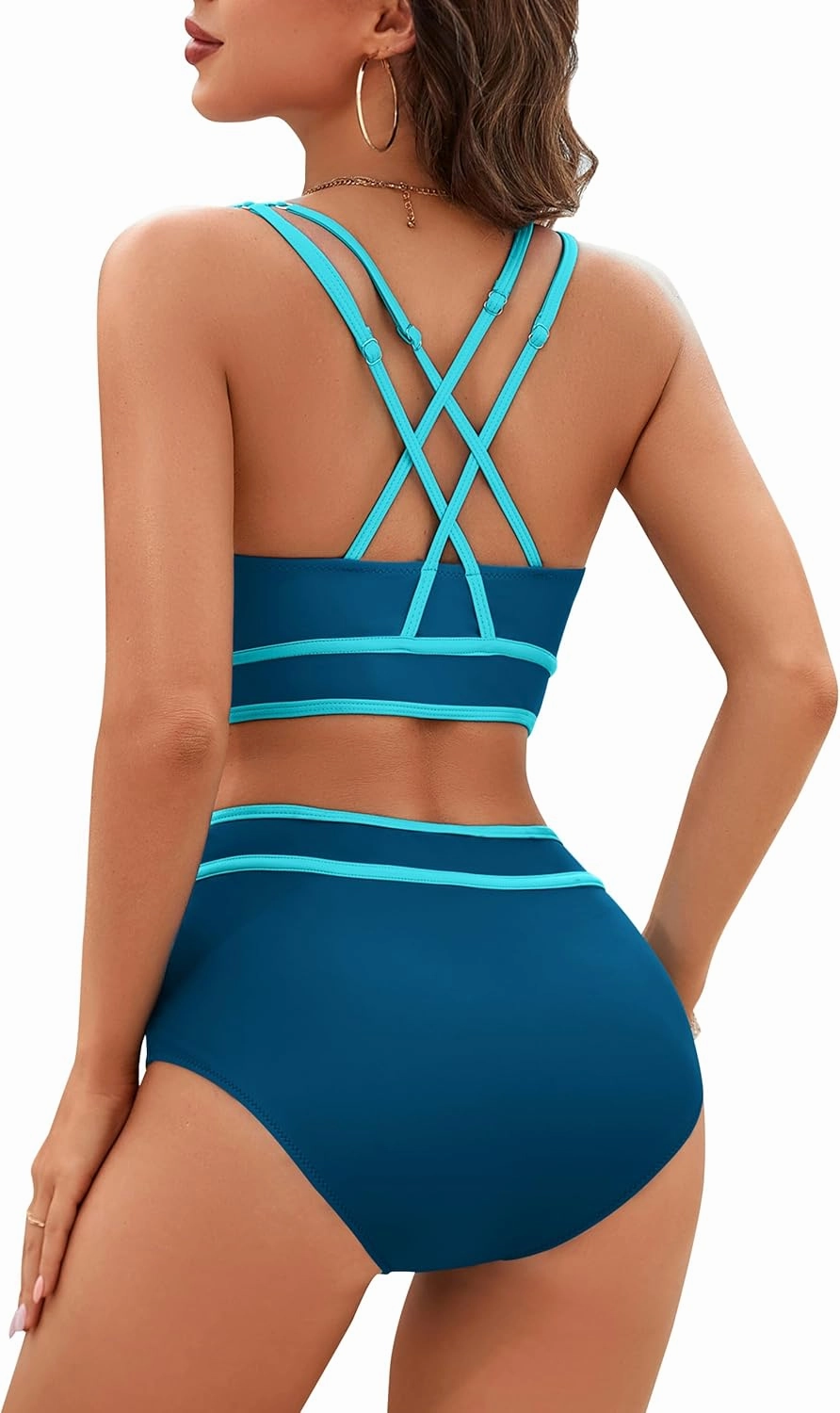 BMJL Women High Waisted Bikini Set Two Piece Bathing Suits Sporty Full Coverage Swimsuits Modest Swimwear