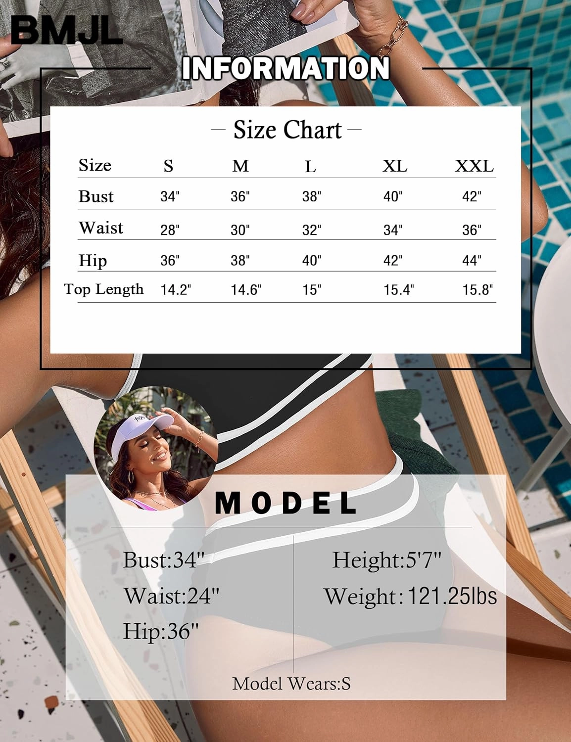BMJL Women's High Waisted Bikini Sets Sporty Two Piece Swimsuits Color Block Cheeky High Cut Bathing Suits