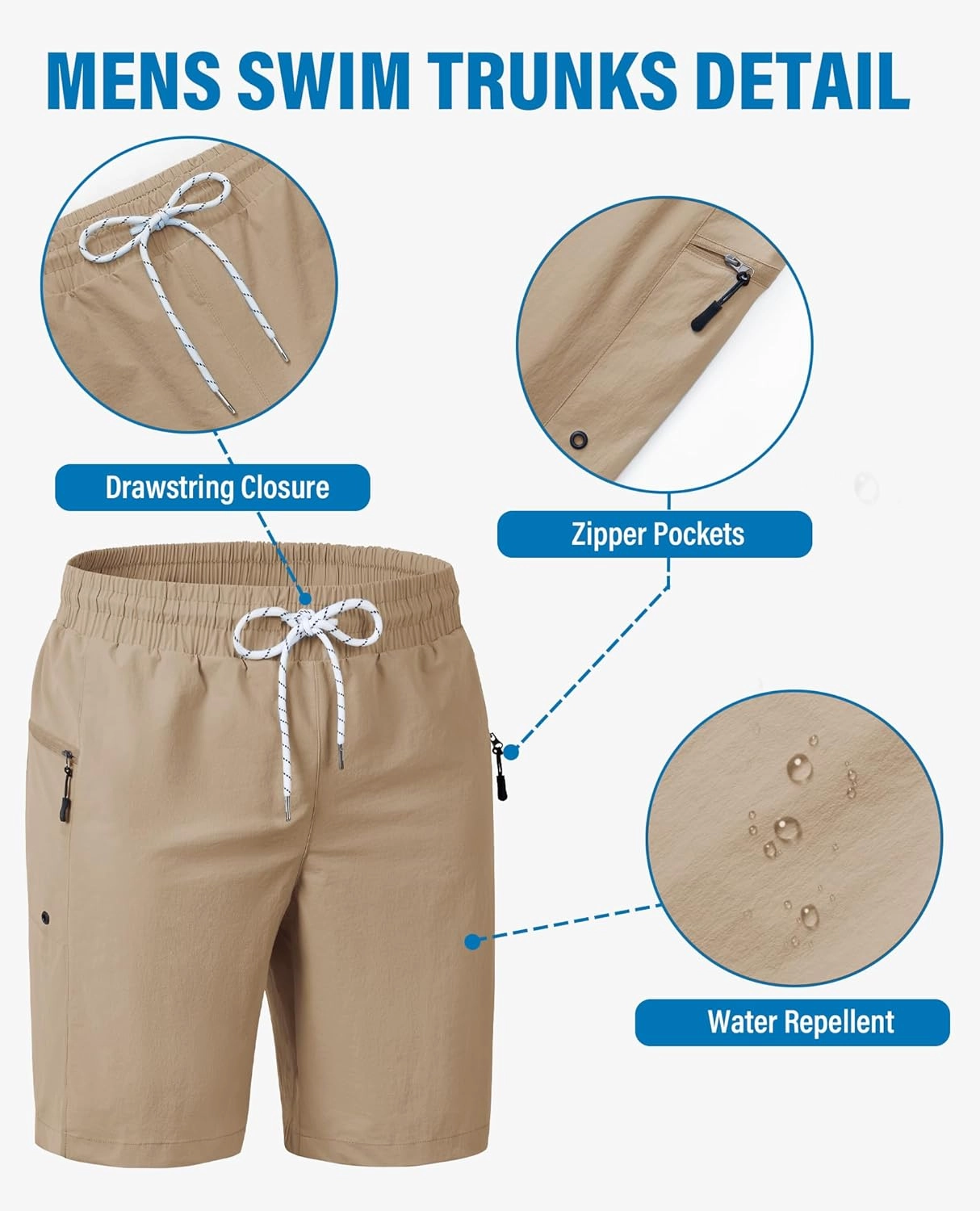 Board Shorts Mens Quick Dry Swim Trunks 9 Inch Men's Zipper Pockets Long Bathing Suit for Men Swimwear Surf No Liner