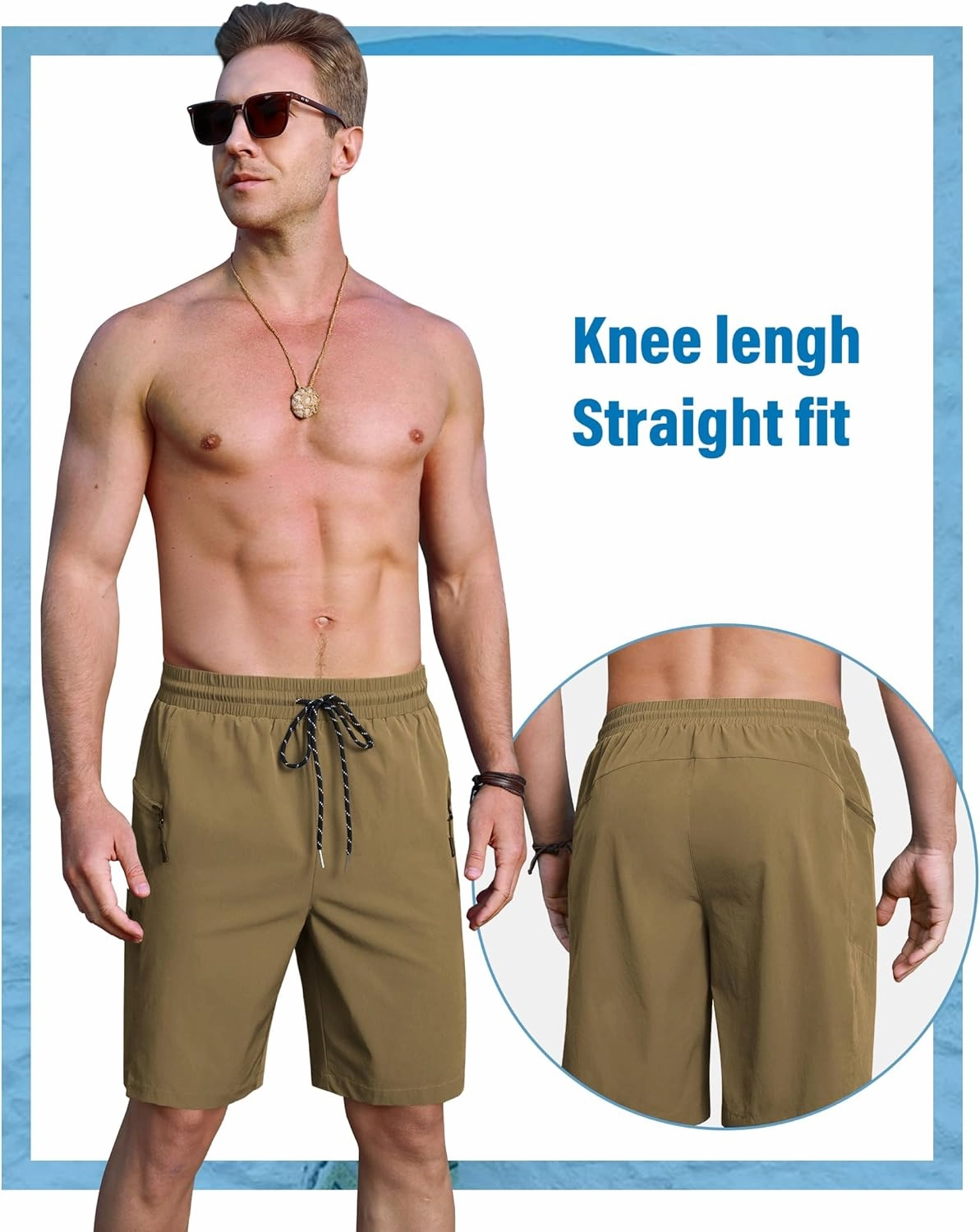 Board Shorts Mens Quick Dry Swim Trunks 9 Inch Men's Zipper Pockets Long Bathing Suit for Men Swimwear Surf No Liner