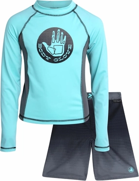 Body Glove Boys Swim Set - 2 Piece Boys Swim Trunks with Rash Guard UV Protection Swimsuit Kids Bathing Suits (Sizes 4-12)