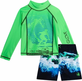 Body Glove Toddler Boys Swim Set - 2 Piece UPF 50  Quick Dry Swim Trunks and Rash Guard for Boys Kids Swimwear (Sizes: 2T-4T)