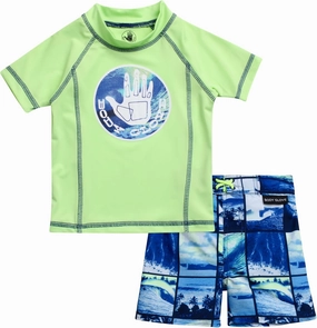Body Glove Toddler Boys Swim Set - 2 Piece UPF 50  Quick Dry Swim Trunks and Rash Guard for Boys Kids Swimwear (Sizes: 2T-4T)