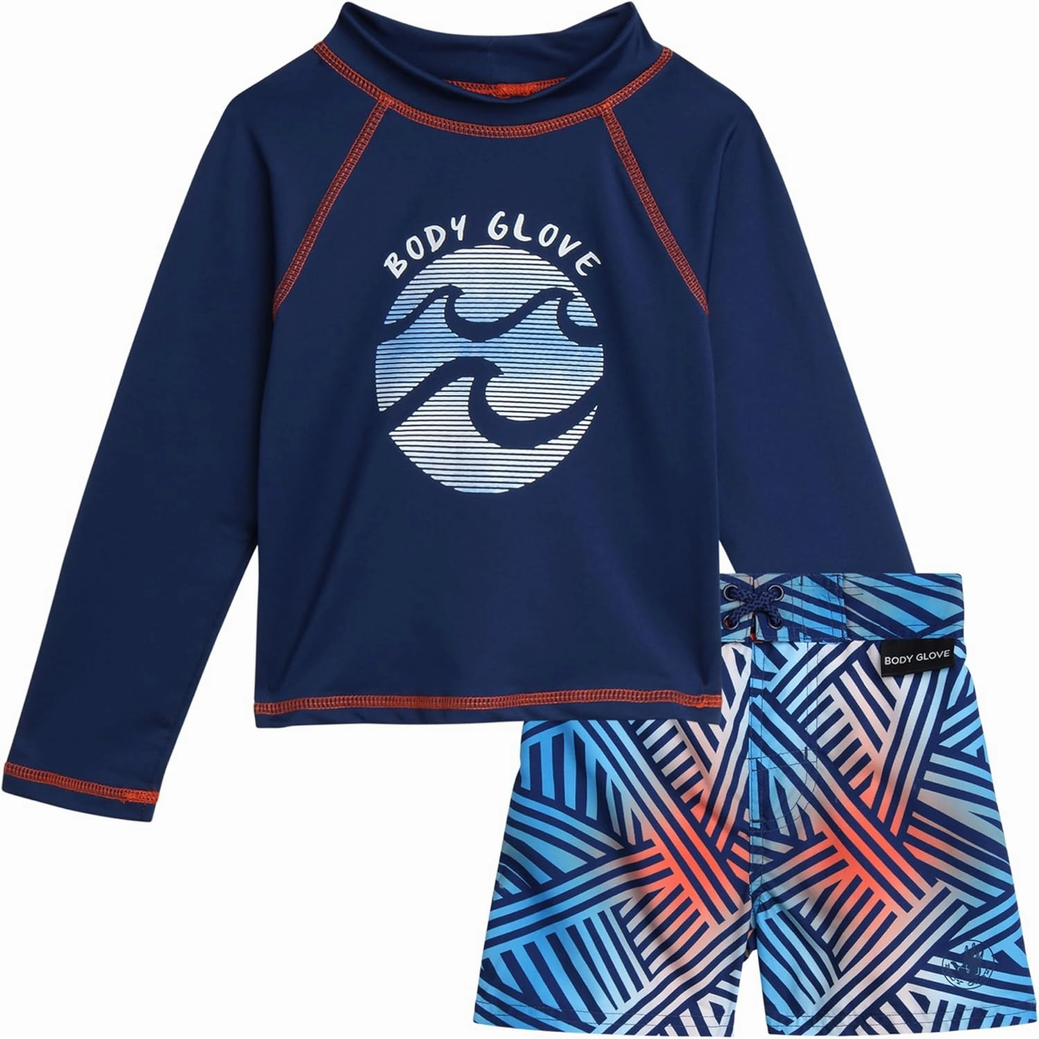 Body Glove Toddler Boys Swim Set - 2 Piece UPF 50  Quick Dry Swim Trunks and Rash Guard for Boys Kids Swimwear (Sizes: 2T-4T)