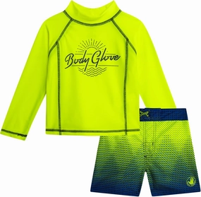 Body Glove Toddler Boys Swim Set - 2 Piece UPF 50  Quick Dry Swim Trunks and Rash Guard for Boys Kids Swimwear (Sizes: 2T-4T)