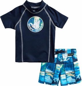 Body Glove Toddler Boys Swim Set - 2 Piece UPF 50  Quick Dry Swim Trunks and Rash Guard for Boys Kids Swimwear (Sizes: 2T-4T)