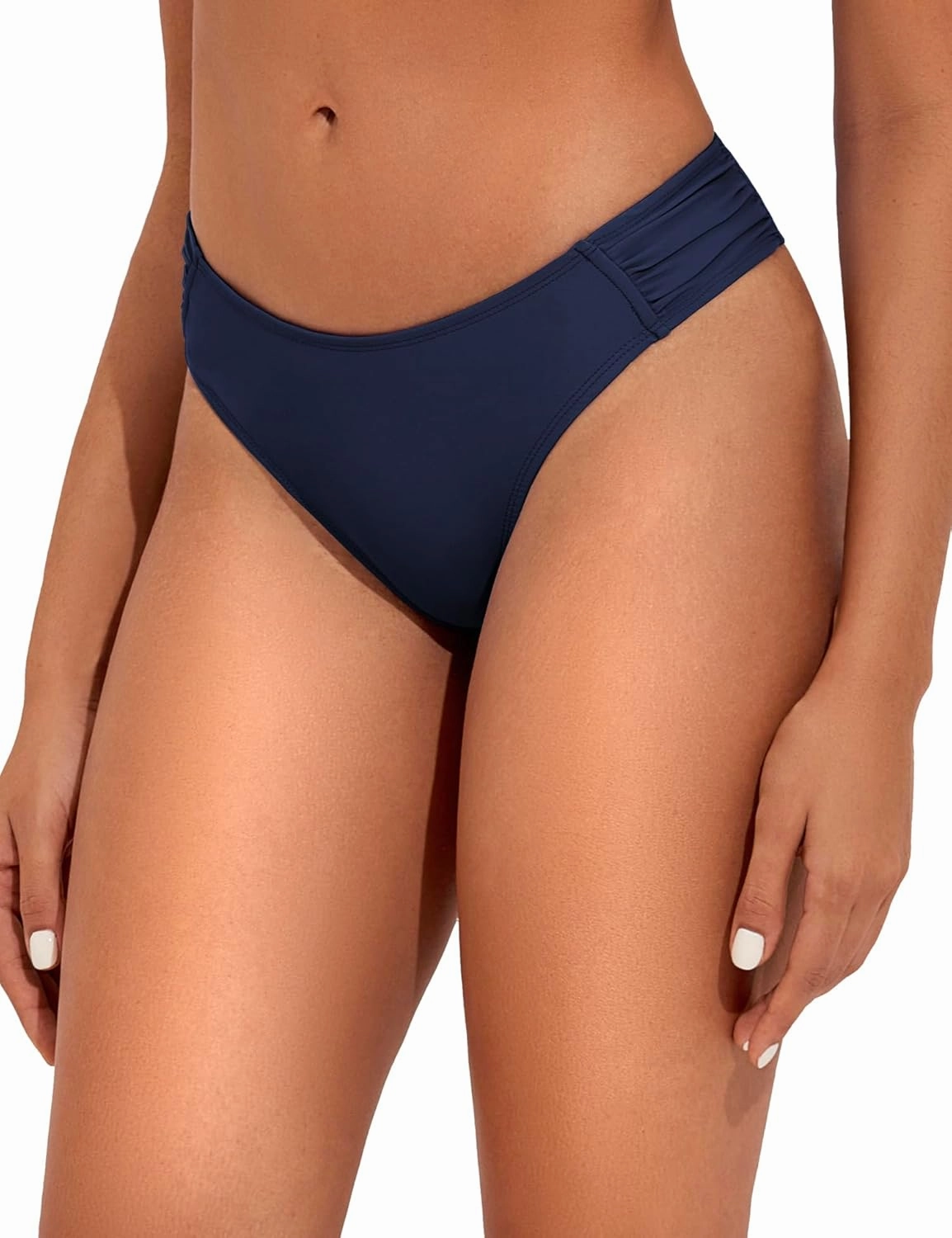 Bonneuitbebe Women Bikini Bottom High Cut Ruched Bathing Suit Bottoms Low Waist Swimsuit Bottom