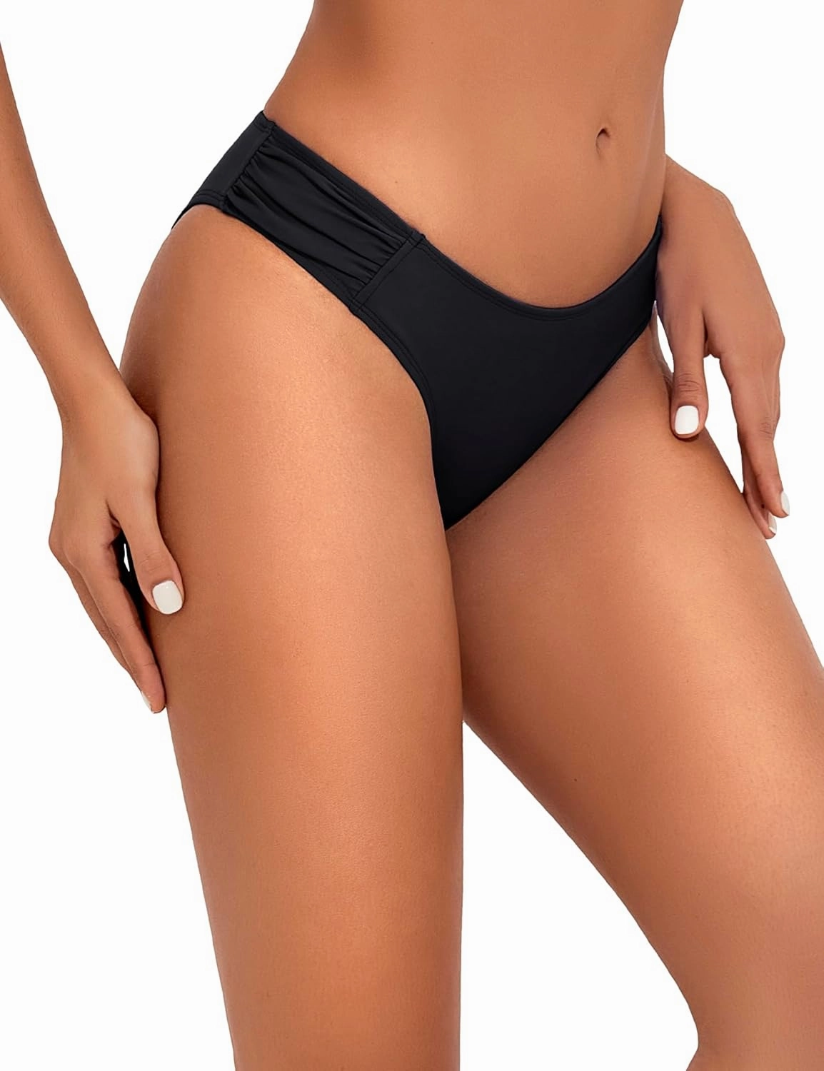 Bonneuitbebe Women Bikini Bottom High Cut Ruched Bathing Suit Bottoms Low Waist Swimsuit Bottom