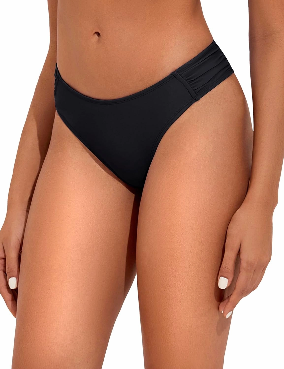 Bonneuitbebe Women Bikini Bottom High Cut Ruched Bathing Suit Bottoms Low Waist Swimsuit Bottom