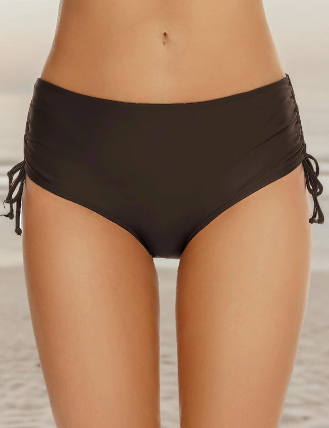 Bonneuitbebe Women's Bikini Bottoms Full Coverage Swim Bottoms Mid Waisted Swimsuit Bathing Suit Bottom