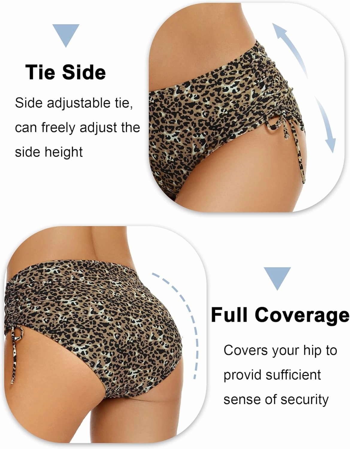 Bonneuitbebe Women's Bikini Bottoms Full Coverage Swim Bottoms Mid Waisted Swimsuit Bathing Suit Bottom