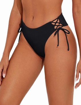 Bonneuitbebe Women's Tie Side Bikini Bottom Cheeky Brazilian Swimwear Bottom with Minimal Coverage