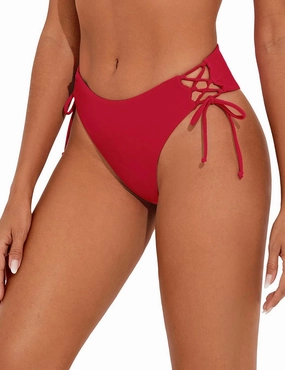 Bonneuitbebe Women's Tie Side Bikini Bottom Cheeky Brazilian Swimwear Bottom with Minimal Coverage