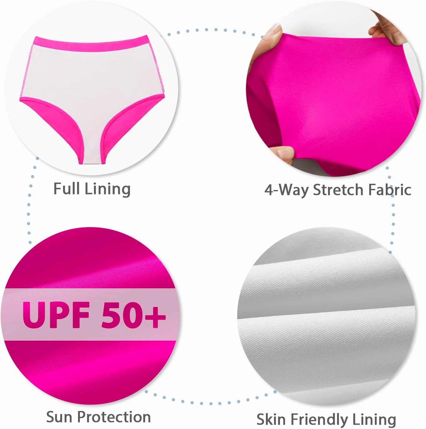 Bonneuitbebe Women Swim Bottoms High Waisted Bikini Bottom Full Coverage Swimsuit Bottoms Bathing Suit Bottom