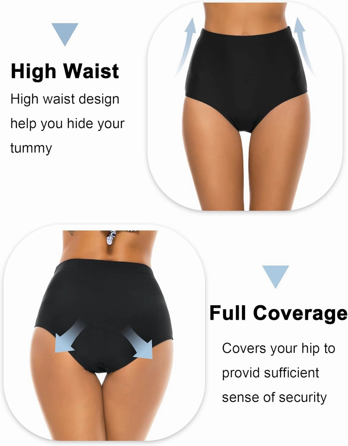 Bonneuitbebe Women Swim Bottoms High Waisted Bikini Bottom Full Coverage Swimsuit Bottoms Bathing Suit Bottom