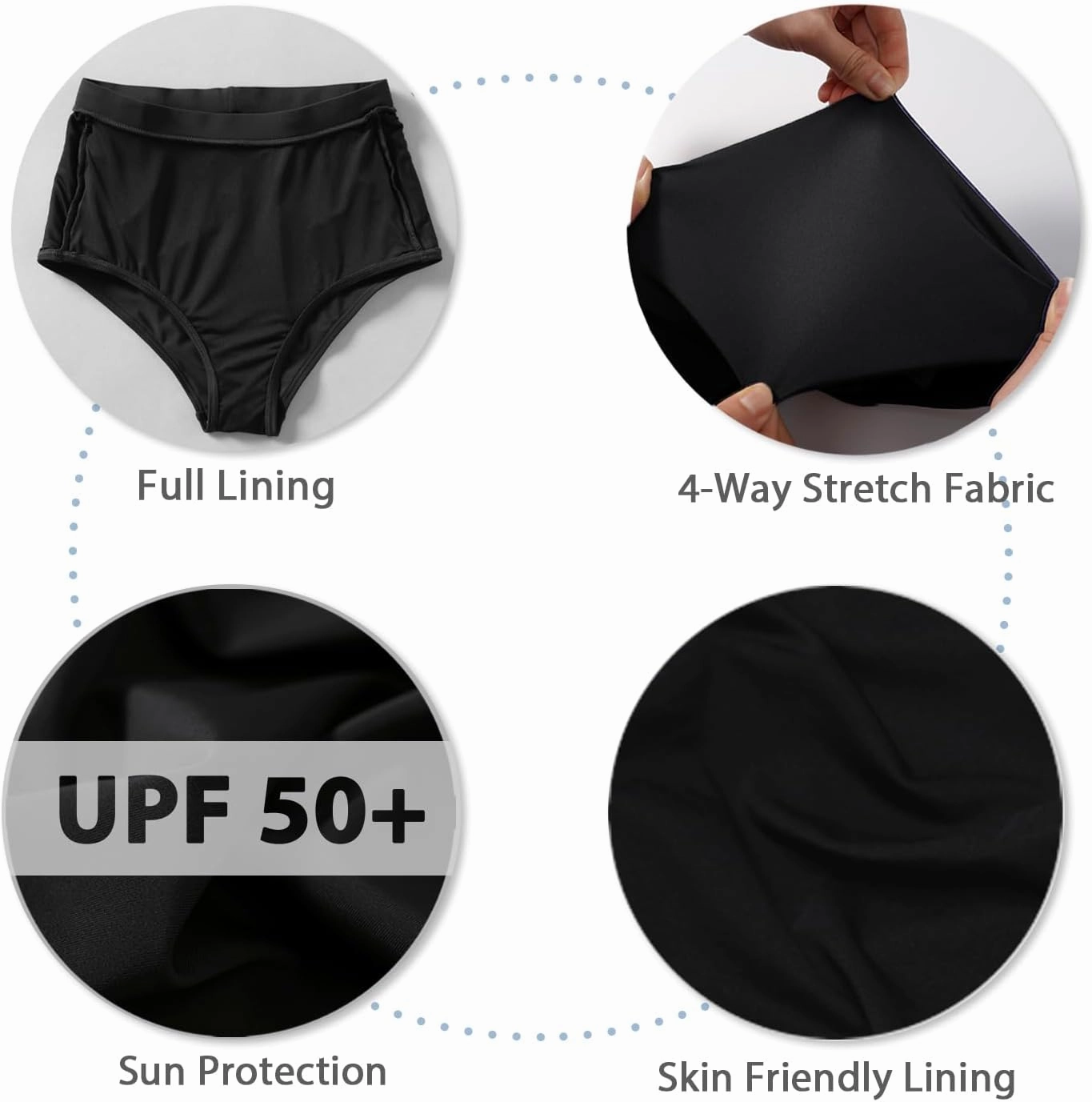Bonneuitbebe Women Swim Bottoms High Waisted Bikini Bottom Full Coverage Swimsuit Bottoms Bathing Suit Bottom