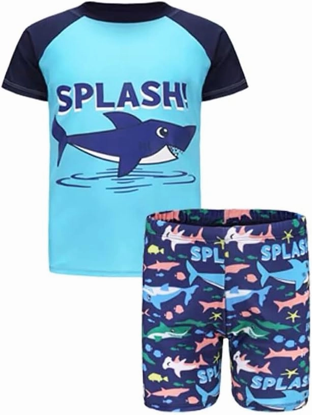Boy Swim Set, 3 Pieces Set Swim Shirt   Swimming Shorts   Swimming Cap