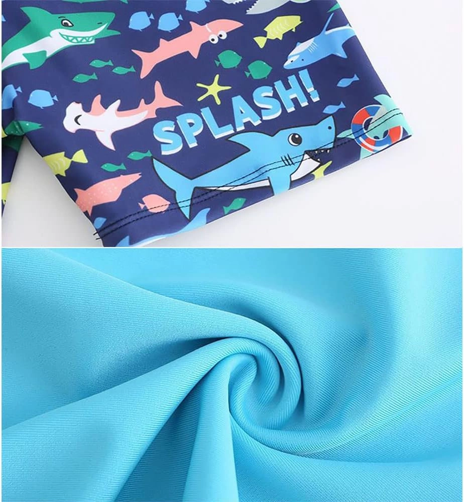 Boy Swim Set, 3 Pieces Set Swim Shirt   Swimming Shorts   Swimming Cap