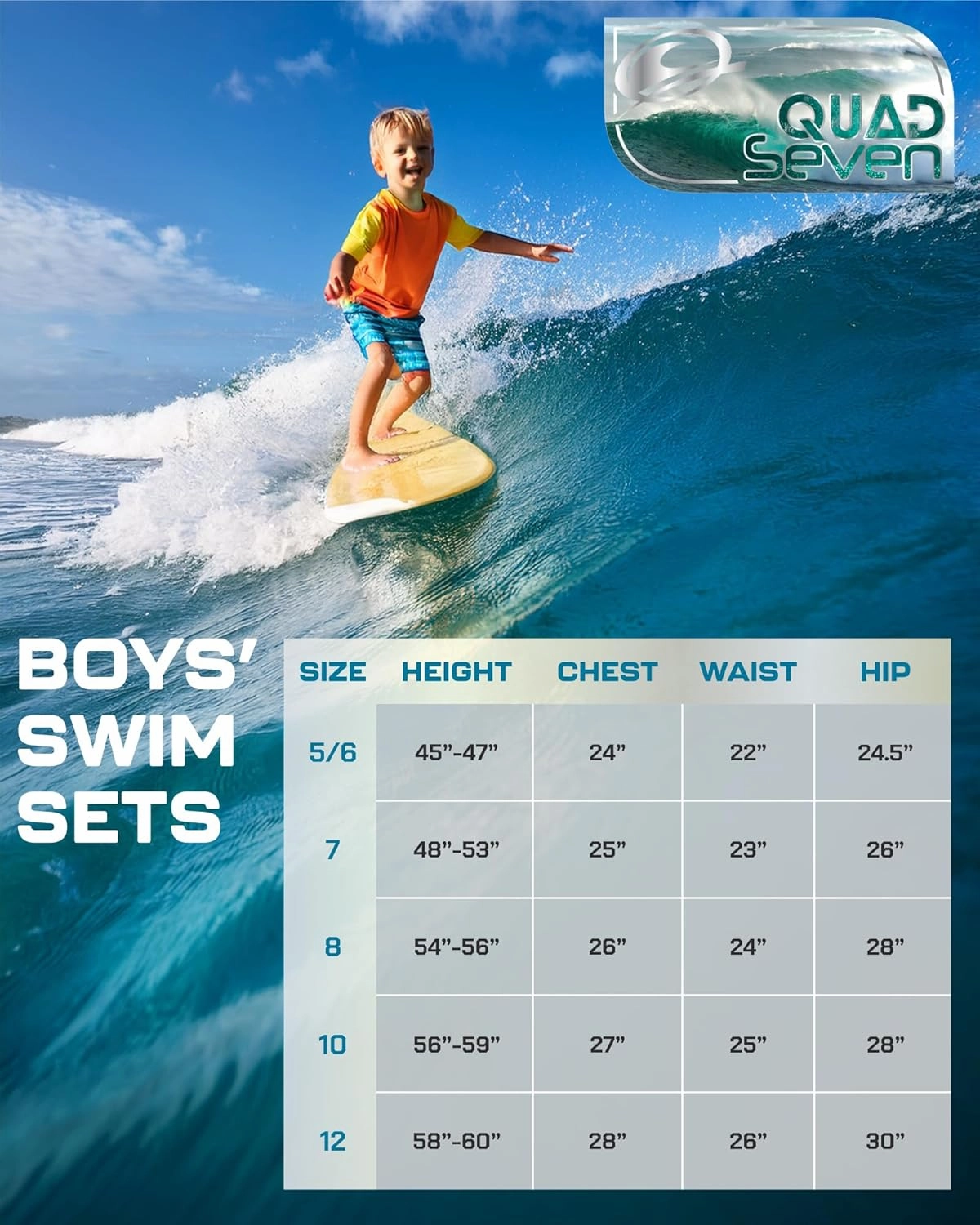 Boys Rash Guard Swimsuit Set - Kids Short Sleeve Bathing Suit Swimwear Sets (Sizes: 5-12)