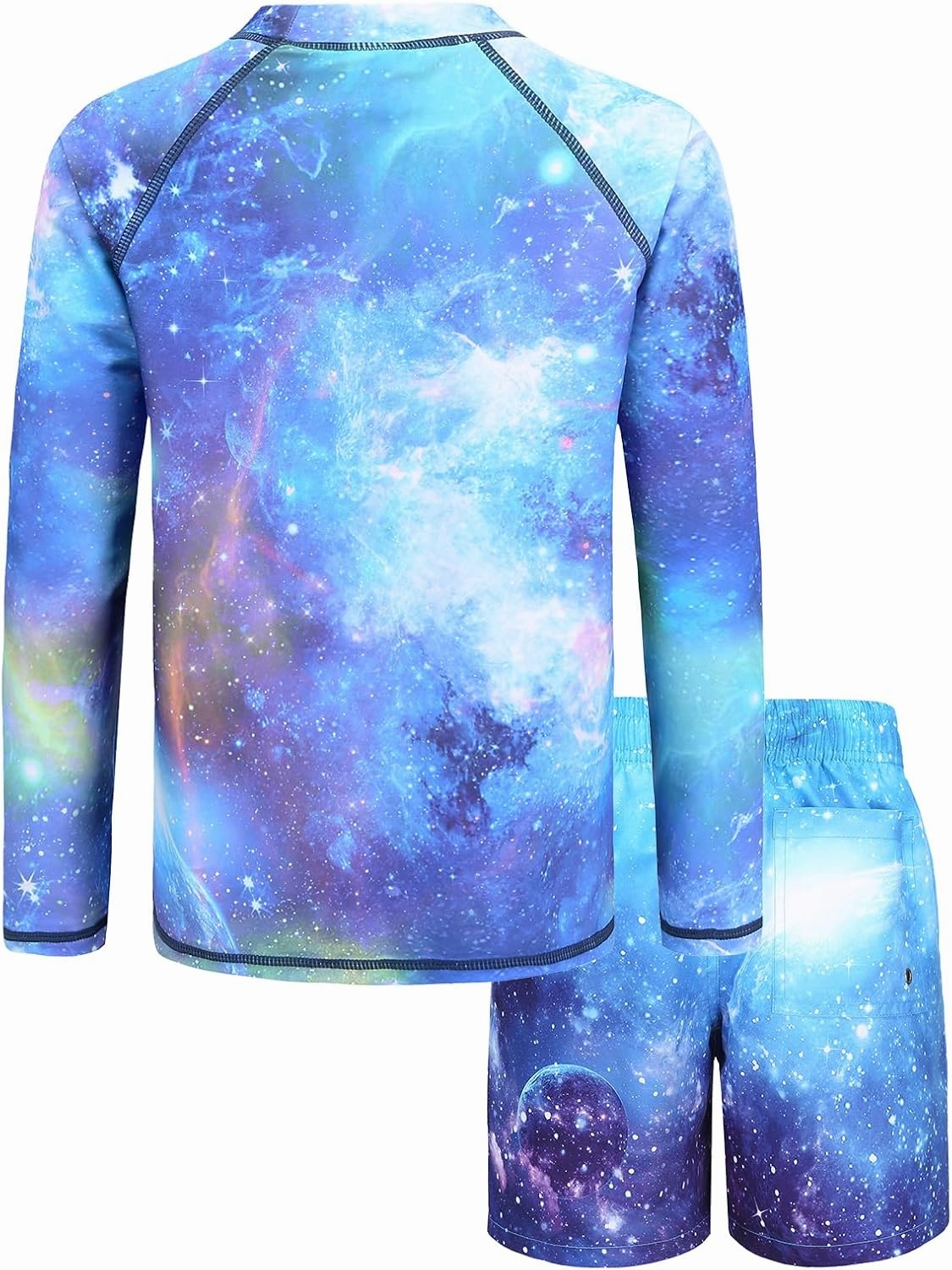 Boys Rash Guard Swimsuits Set for Boys 2 Piece Long Sleeve Swim Shirts Quick Dry Bathing Suits with Trunks