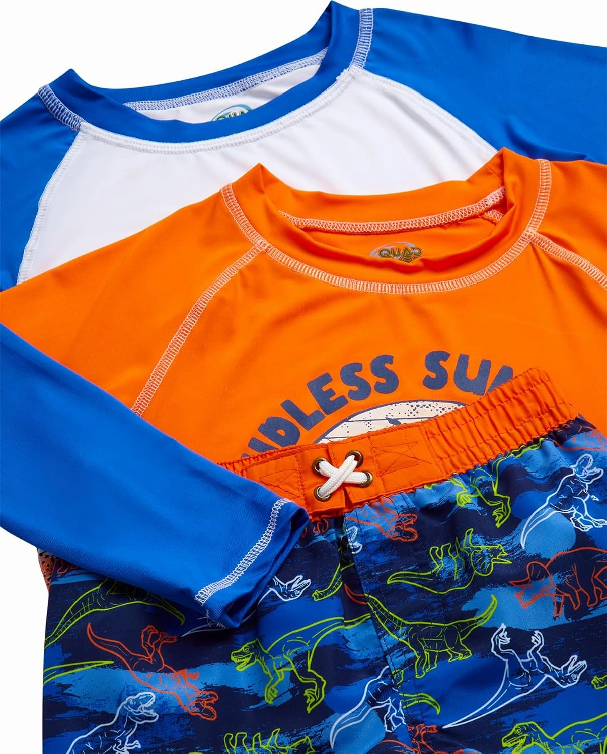Boys Swim Set - 3 Piece Toddler Swim Trunks Boys Rash Guard Long Sleeve and Short Sleeve Kids Swimwear (2T-7)