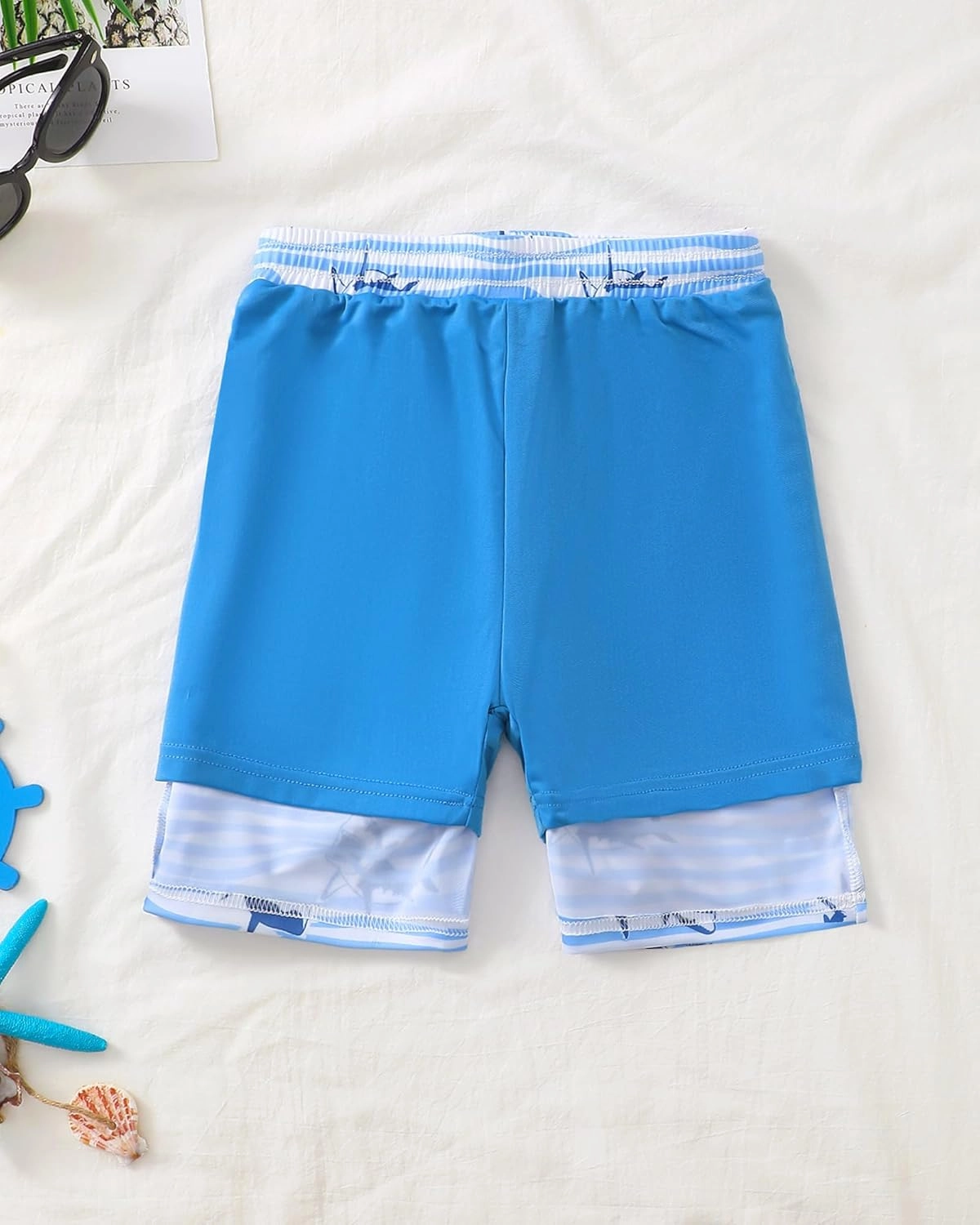 Boys Swim Trunks 2-16 Years Compression Liner Swimsuit Shorts fo Kids Quick-Dry Stretch Swimwear (Includes Swim Cap)