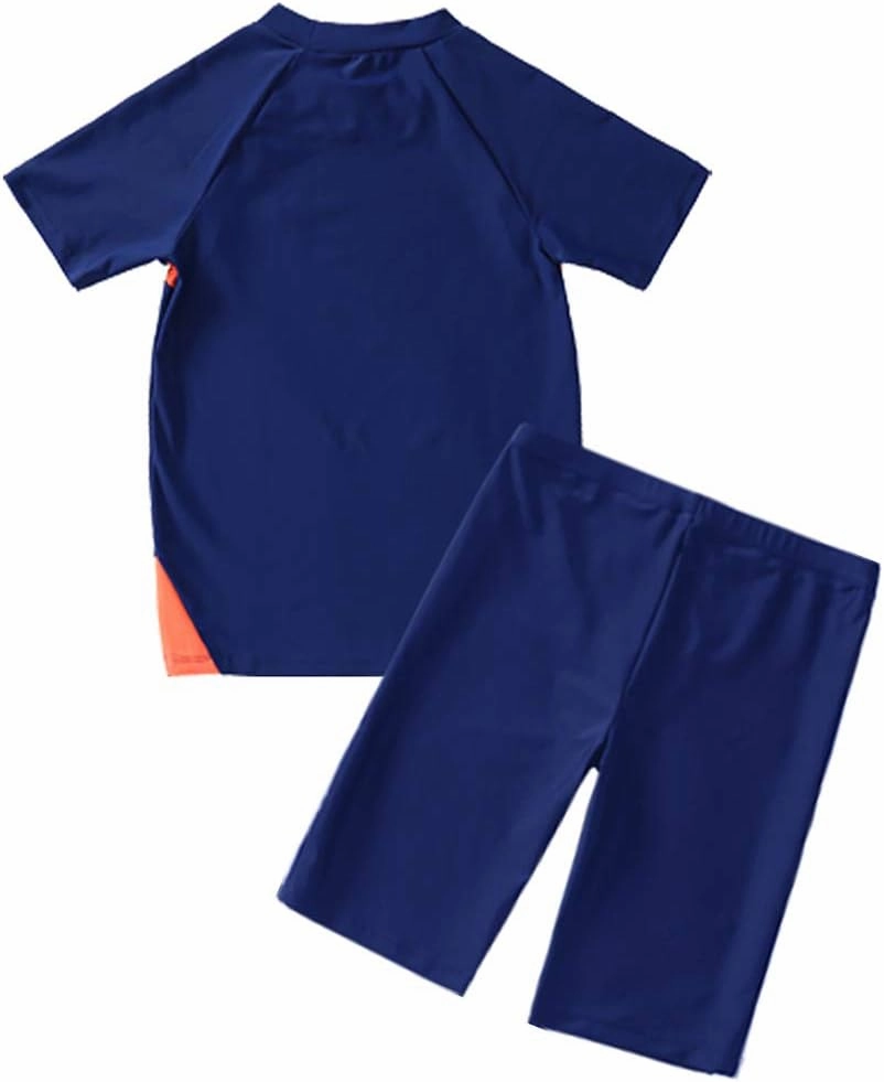 Boys Swimsuits UPF50 UV Swimwear Set Two Piece Rash Guard with Hat for Kids 4-14 Years