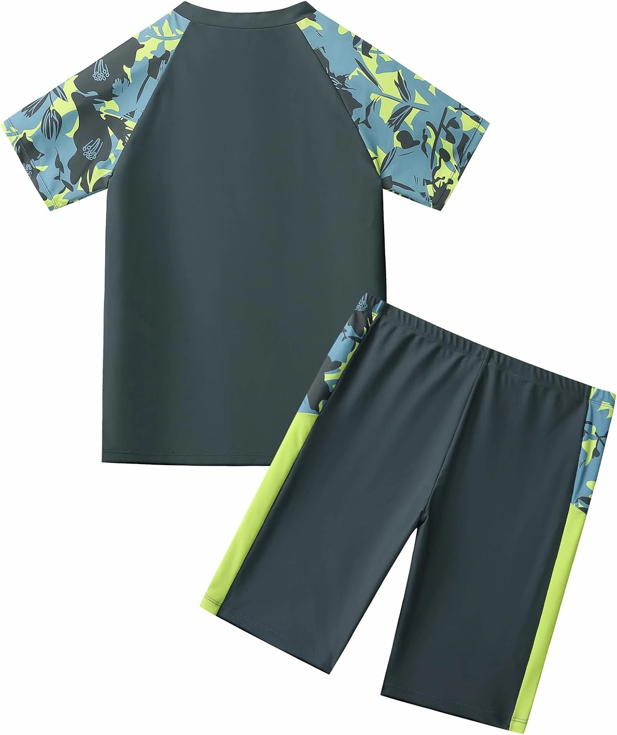 Boys Swimsuits UPF50 UV Swimwear Set Two Piece Rash Guard with Hat for Kids 4-14 Years