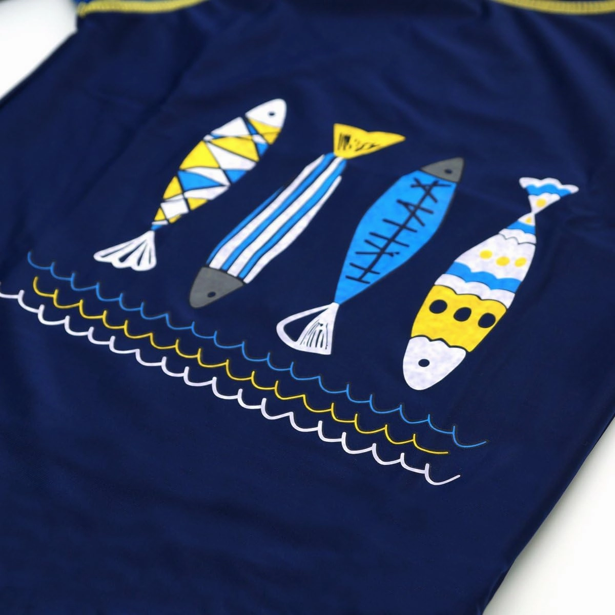 Boys Two Piece Rash Guard Swimsuits Kids Long Sleeve Sunsuit Swimwear Sets