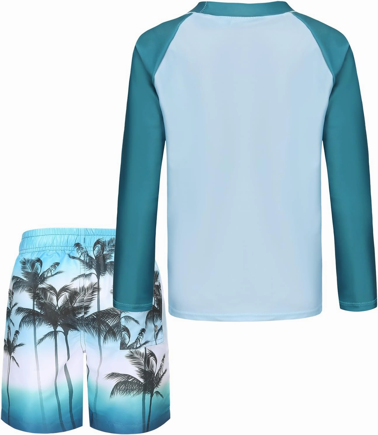 Boys Two Piece Rash guard Swimsuits Set with Swim Trunk Kids Long Sleeve Bathing Suit Swimwear Set