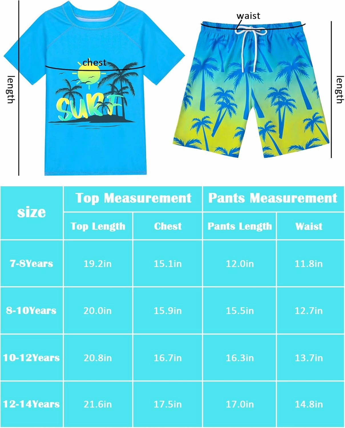 Boys Two Piece Rash Guard Swimsuits Sets Kids Short Sleeve Swim Shirts Bathing Suit with Swim Trunks Swimwear Set