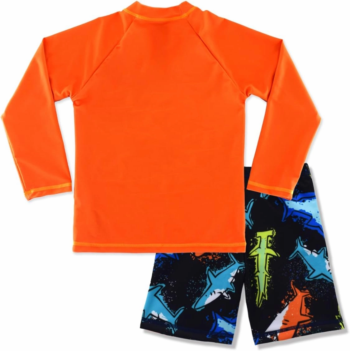Boys UPF 50  Long Sleeve Rash Guard and Swim Trunks Outfit Set Toddler to Big Boy Sizes (3-11Years)