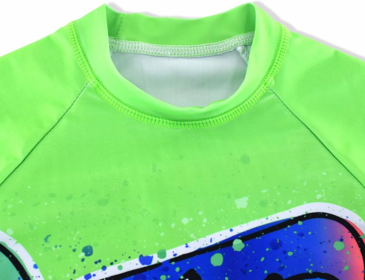 Boys UPF 50  Long Sleeve Rash Guard and Swim Trunks Outfit Set Toddler to Big Boy Sizes (3-11Years)