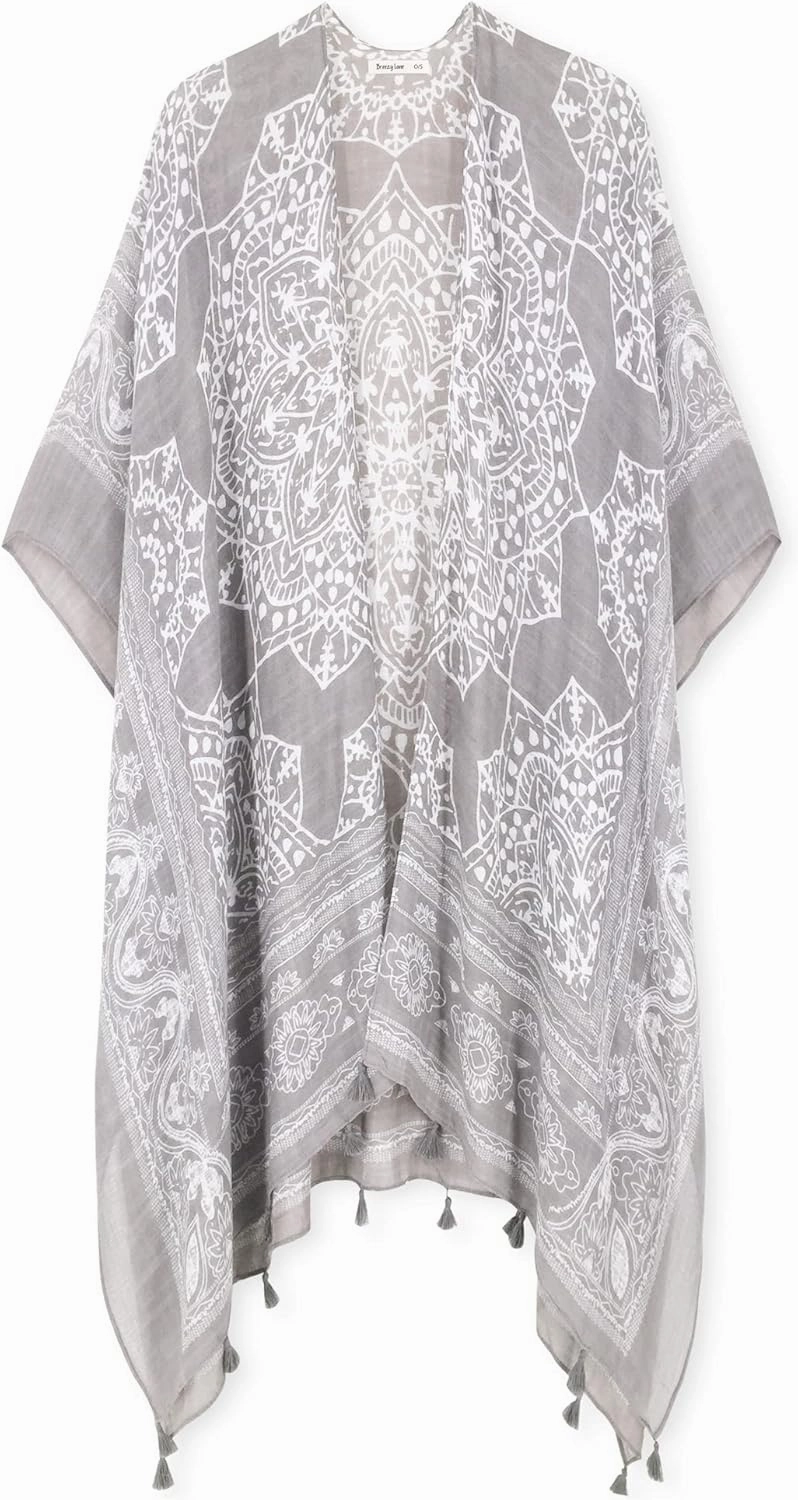 Breezy Lane Women's Kimono Cardigan Summer Swimsuit Coverups Beach Cover Up with Floral Print for Vacation