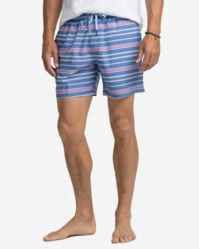 Breton Stripe Swim Trunk In Coronet Blue