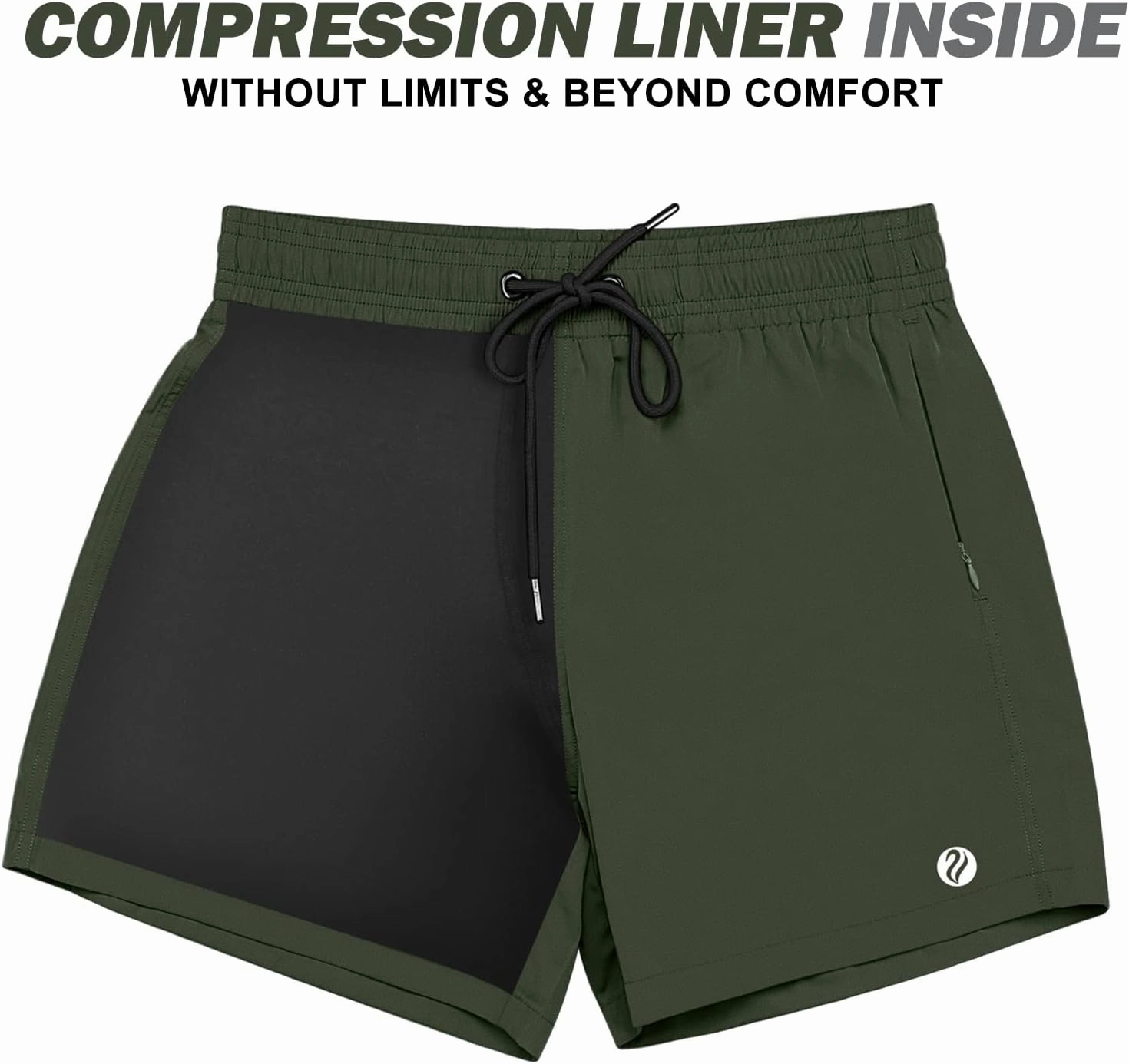 BRISIRA Mens Swim Trunks Swim Shorts Quick Dry 5 inch Inseam Beach Shorts with Compression Liner and Zipper Pocket