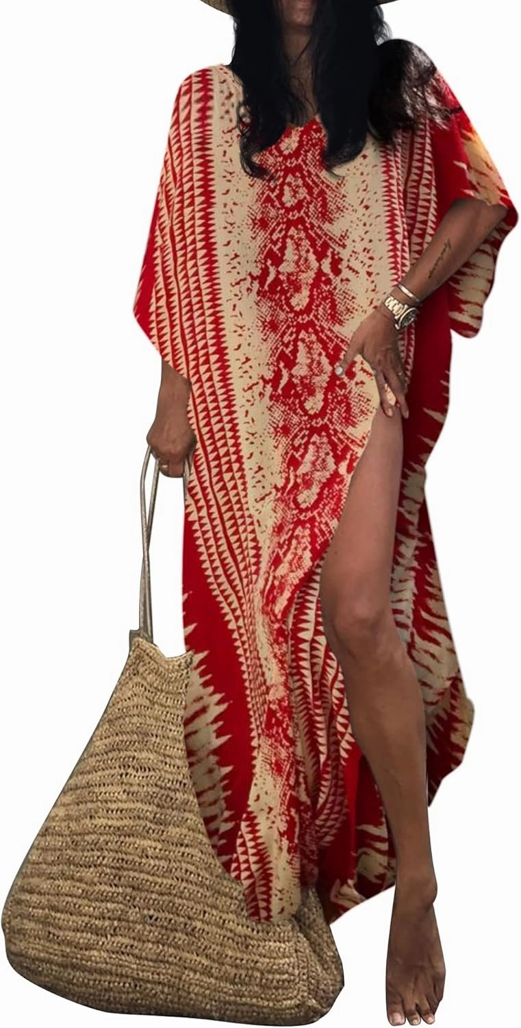 Bsubseach Kaftan Dresses for Women 2025 Plus Size Swimsuit Cover Up Tie Dye Caftan Maxi Dress Loungewear