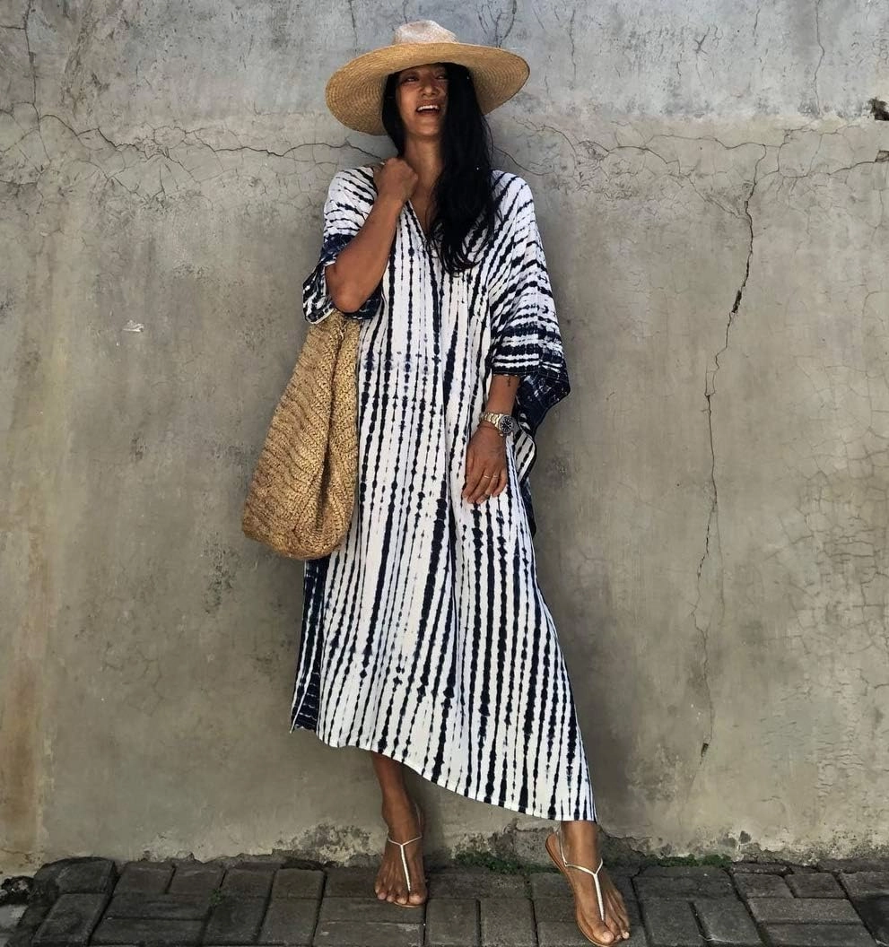 Bsubseach Kaftan Dresses for Women 2025 Plus Size Swimsuit Cover Up Tie Dye Caftan Maxi Dress Loungewear