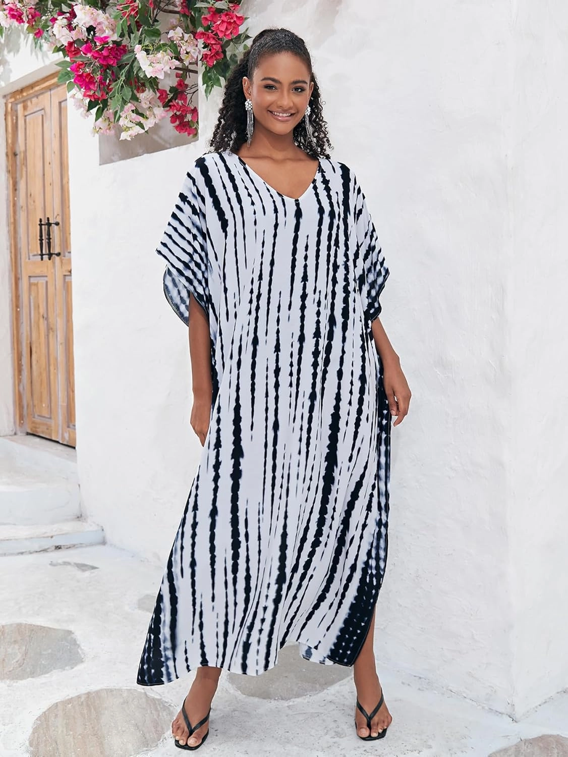 Bsubseach Kaftan Dresses for Women 2025 Plus Size Swimsuit Cover Up Tie Dye Caftan Maxi Dress Loungewear