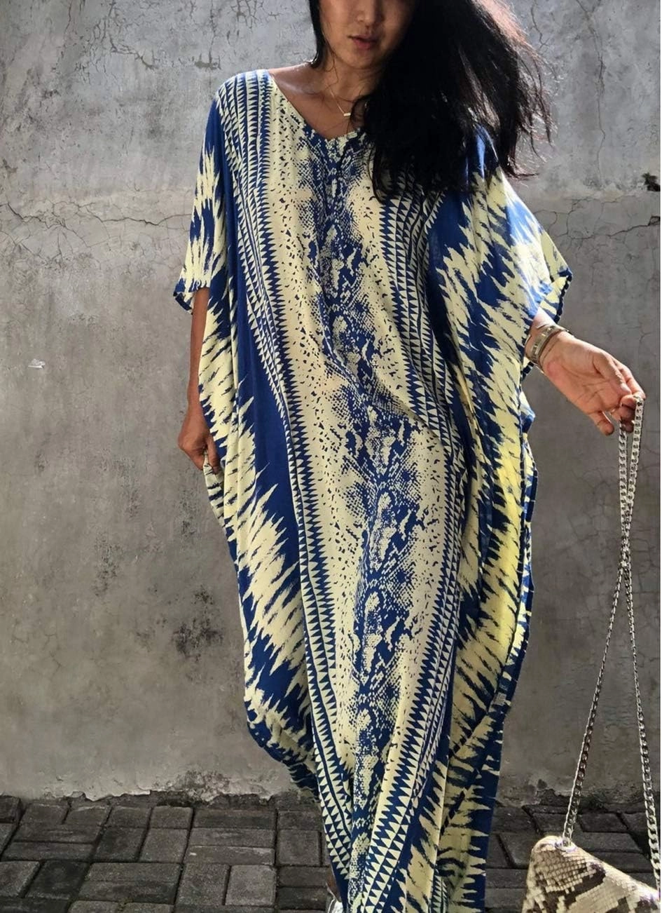 Bsubseach Kaftan Dresses for Women 2025 Plus Size Swimsuit Cover Up Tie Dye Caftan Maxi Dress Loungewear