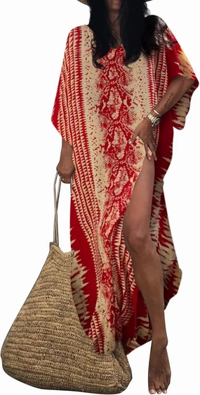 Bsubseach Kaftan Dresses for Women 2025 Plus Size Swimsuit Cover Up Tie Dye Caftan Maxi Dress Loungewear