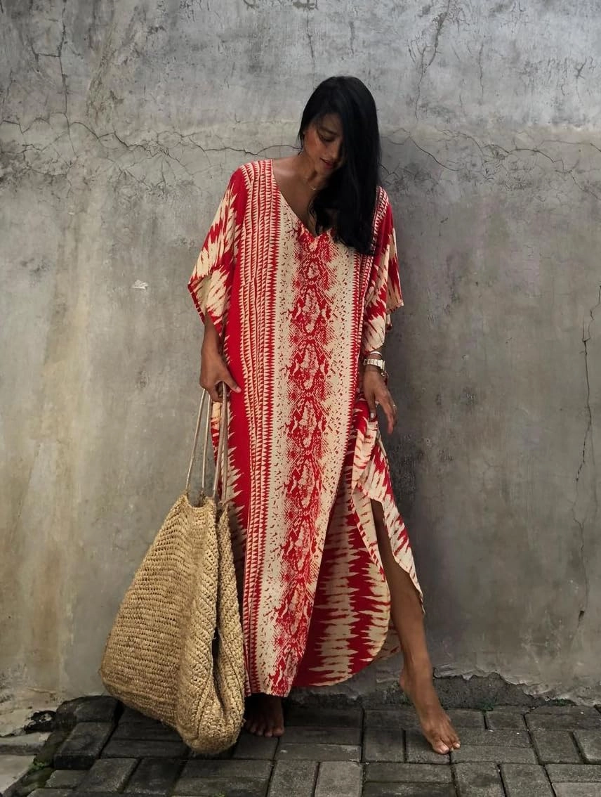 Bsubseach Kaftan Dresses for Women 2025 Plus Size Swimsuit Cover Up Tie Dye Caftan Maxi Dress Loungewear