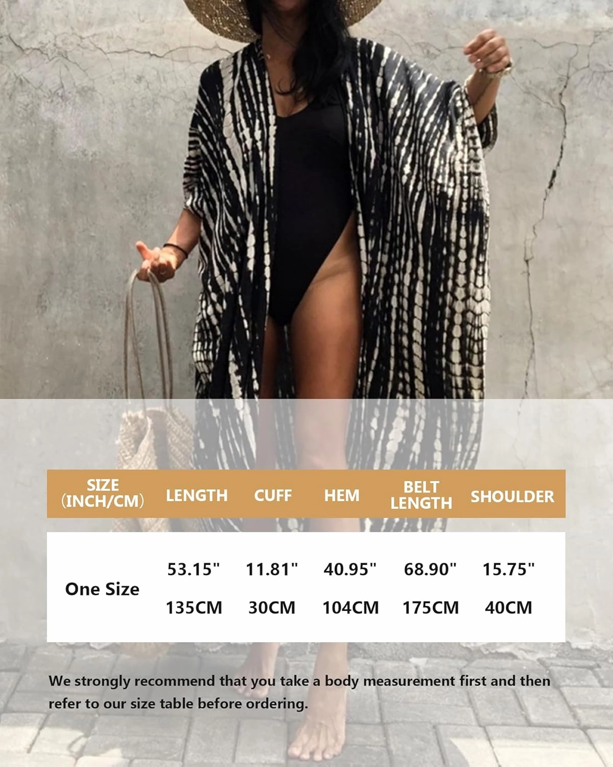 Bsubseach Stylish Tie Dye Open Front Long Kimono Swimsuit Cover Up for Women Swimwear Cover Ups