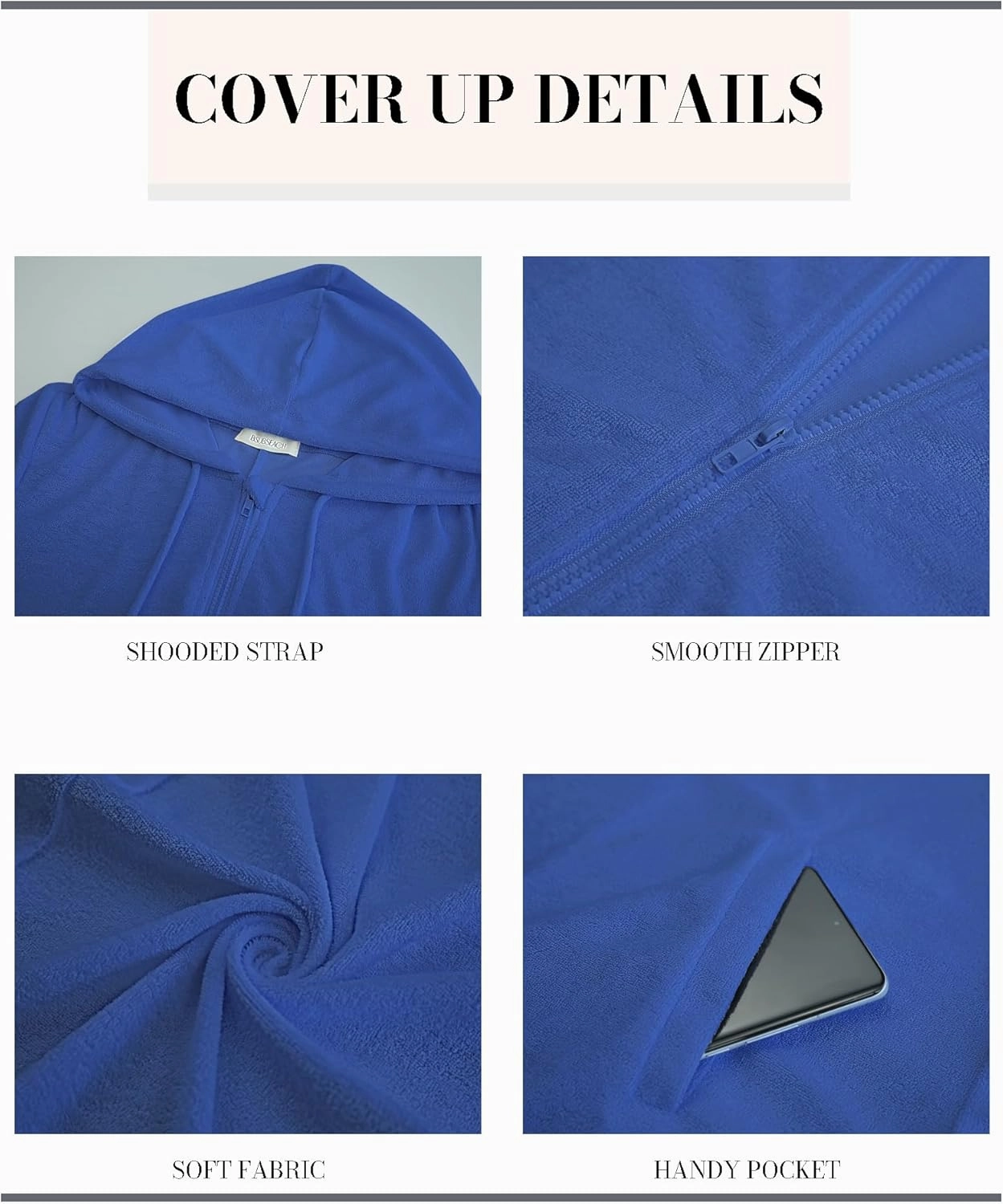 Bsubseach Terry Cloth Cover Up - Women 2025 Zipper Swimsuit Coverup Hooded Swim Robes Beach Coverups with Pockets