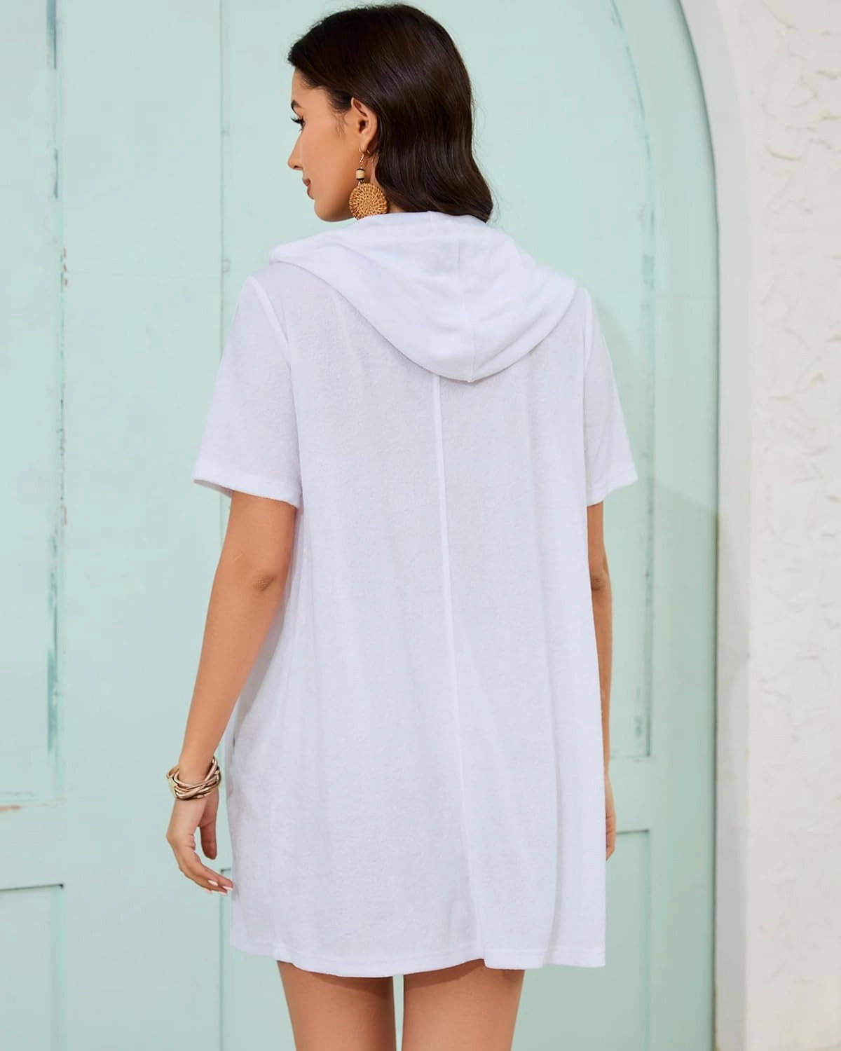 Bsubseach Terry Cloth Cover Up - Women 2025 Zipper Swimsuit Coverup Hooded Swim Robes Beach Coverups with Pockets